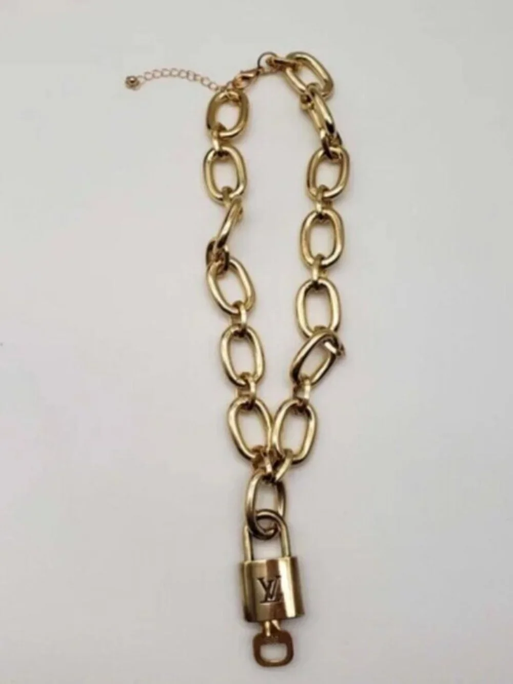 Gold-Plated Necklace with Authentic Louis Vuitton Padlock